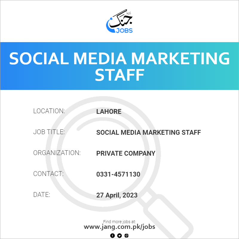 Social Media marketing Staff
