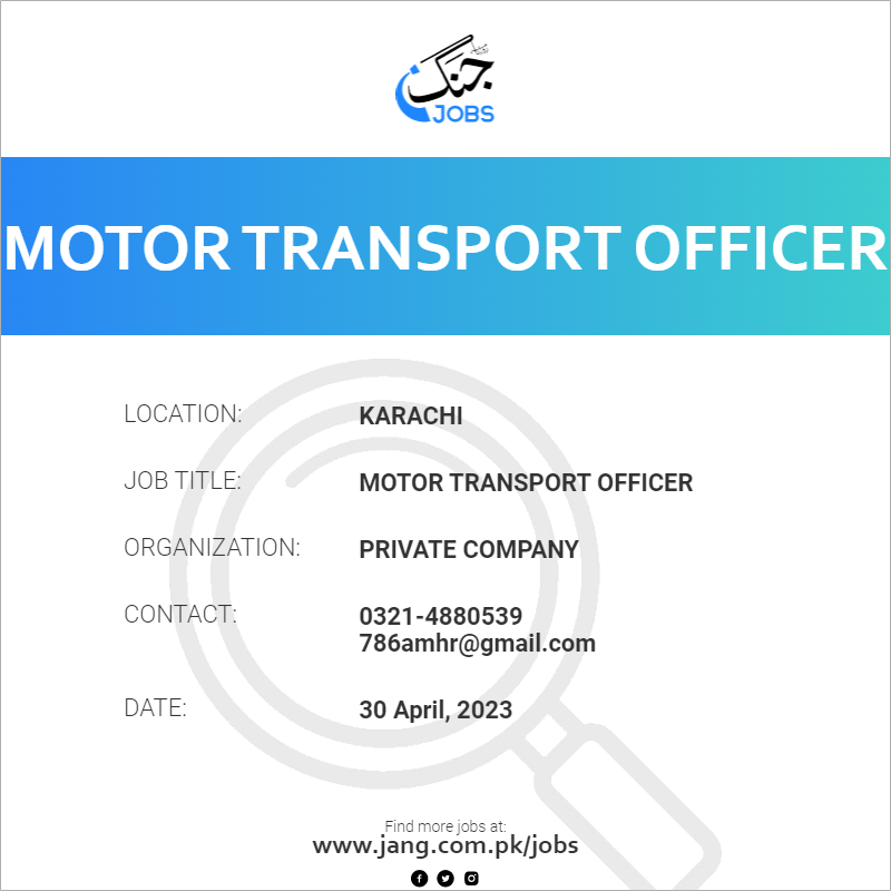 Motor Transport Officer