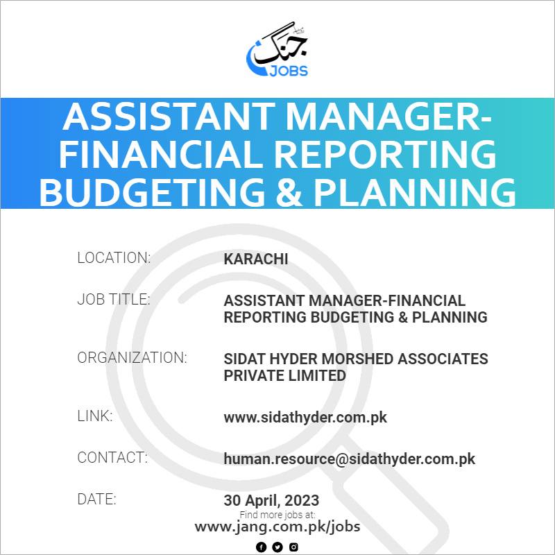 Assistant Manager-Financial Reporting Budgeting & Planning