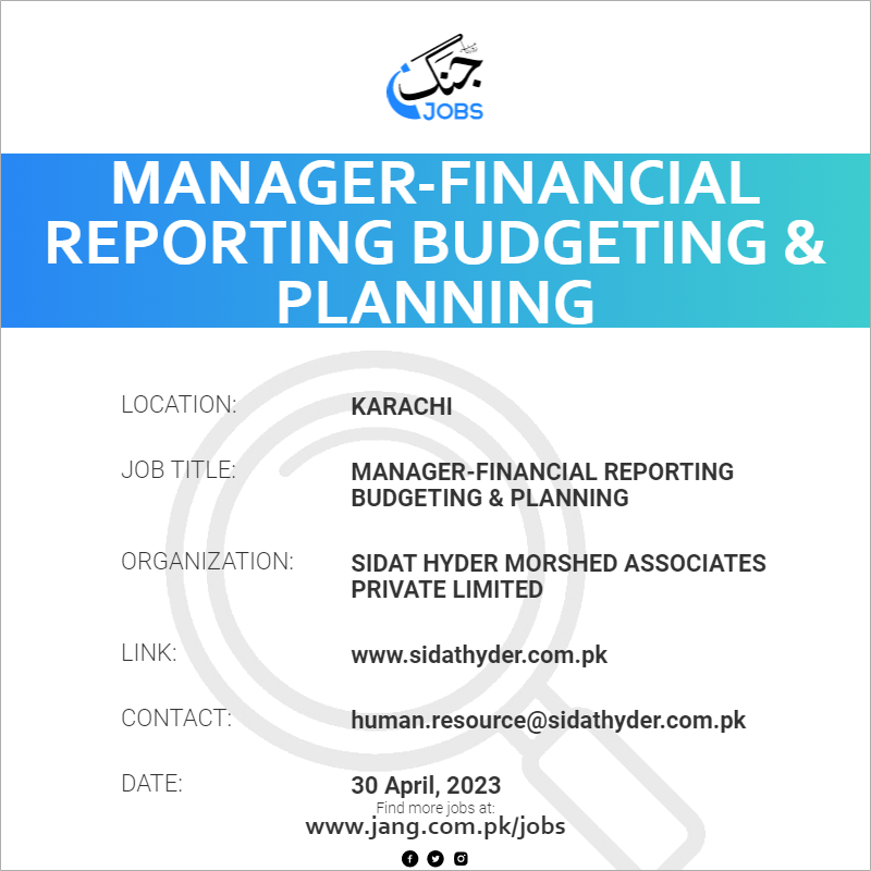 Manager-Financial Reporting Budgeting & Planning