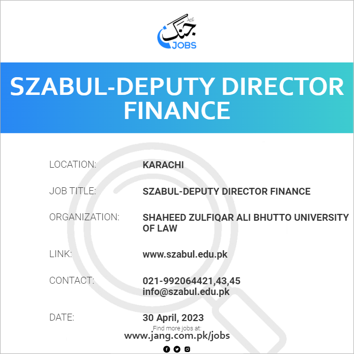 SZABUL-Deputy Director Finance