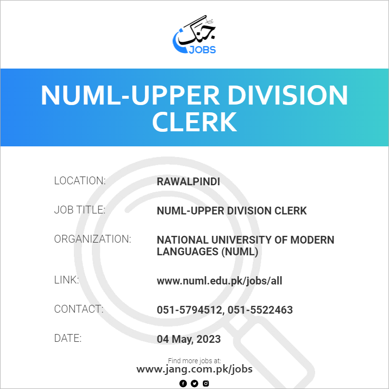 NUML-Upper Division Clerk