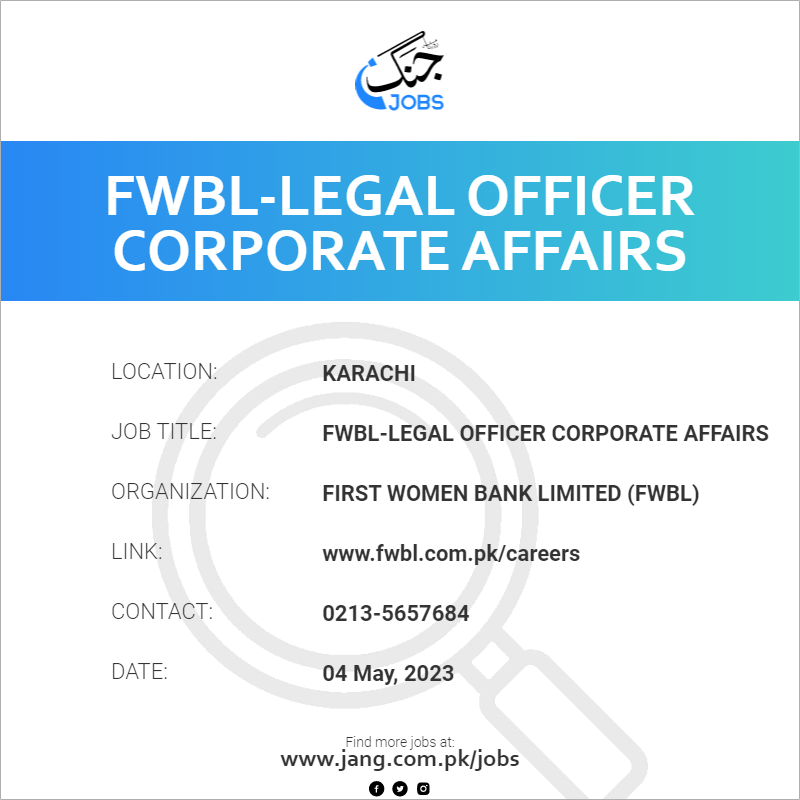 FWBL-Legal Officer Corporate Affairs