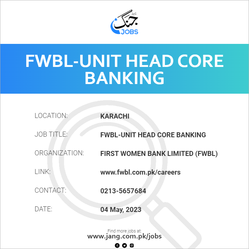 FWBL-Unit Head Core Banking