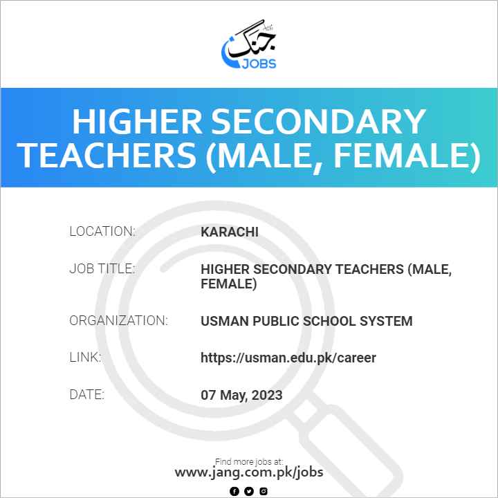 Higher Secondary Teachers (Male, Female)