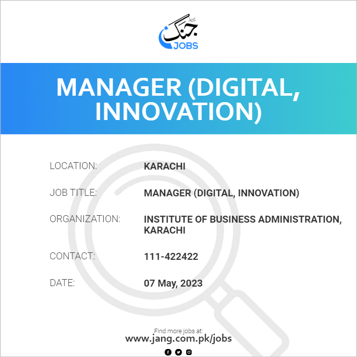 Manager (Digital, Innovation)