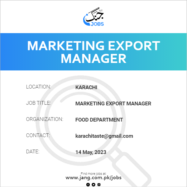 Marketing Export Manager