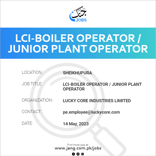 LCI-Boiler Operator / Junior Plant Operator