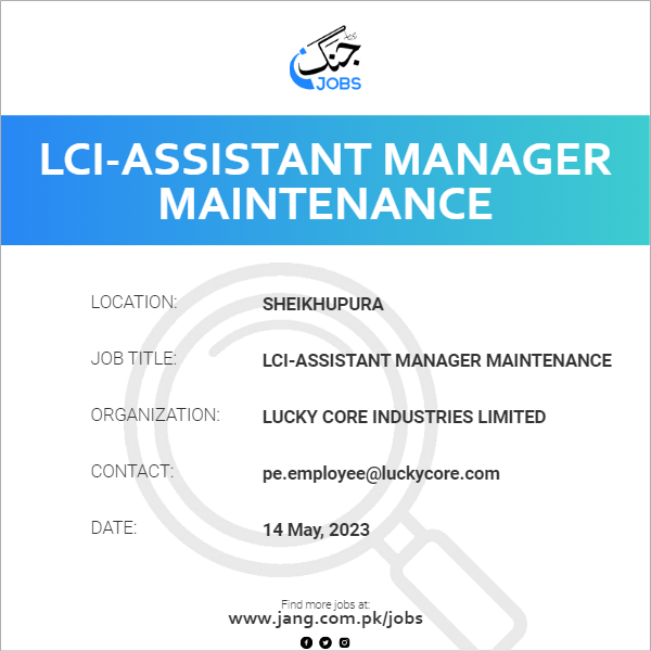 LCI-Assistant Manager Maintenance