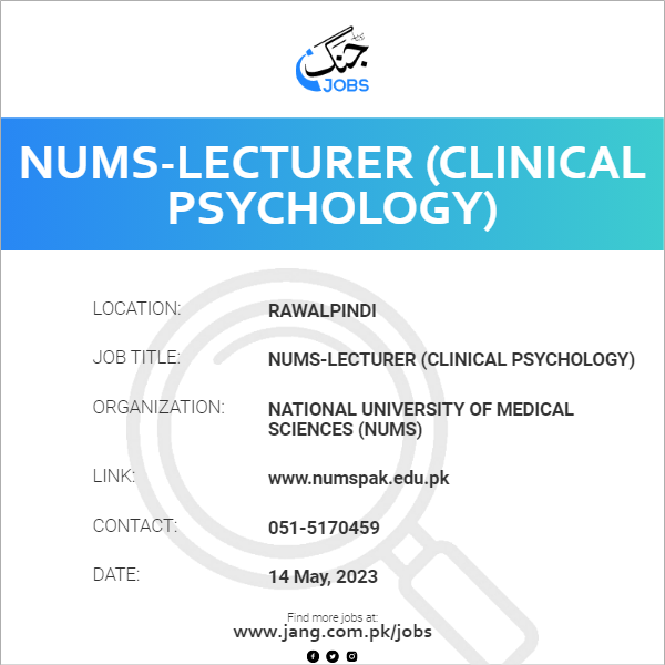 Numslecturer (clinical Psychology) Job National University Of