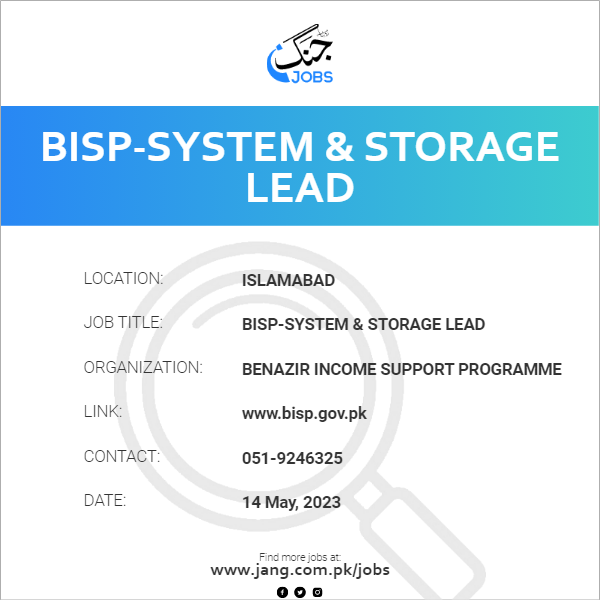 BISP-System & Storage Lead