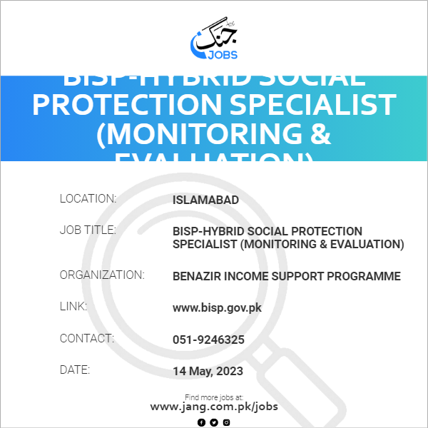 Hybrid Social Protection Specialist (Monitoring & Evaluation)