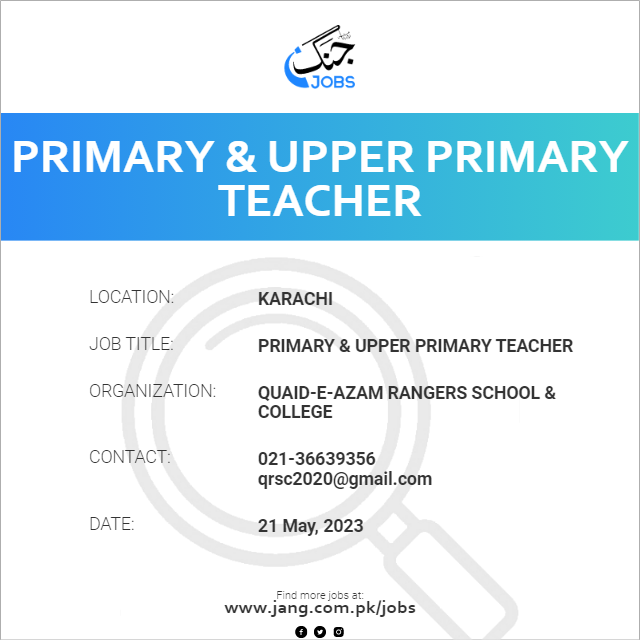 Primary & Upper Primary Teacher