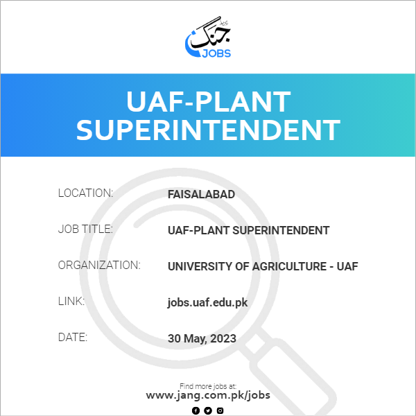 UAF-Plant Superintendent