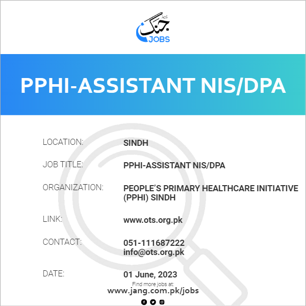 Pphiassistant Nis/dpa Job People’s Primary Healthcare Initiative