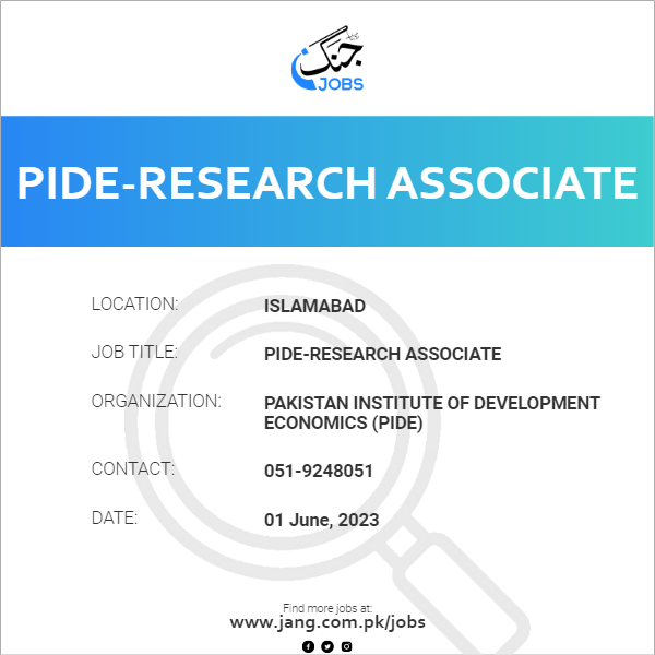 PIDE-Research Associate