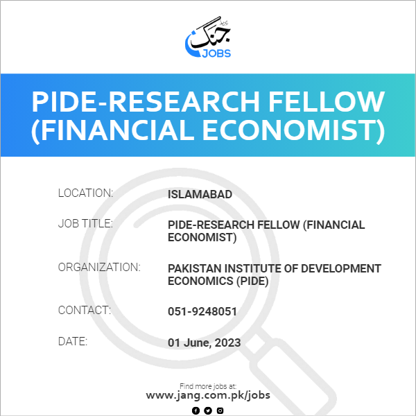 PIDE-Research Fellow (Financial Economist)