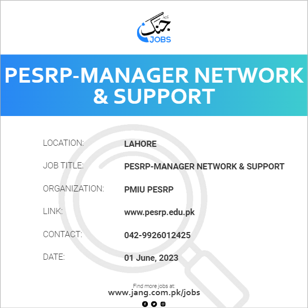 PESRP-Manager Network & Support