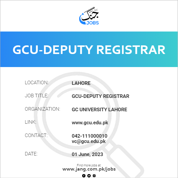 GCU-Deputy Registrar