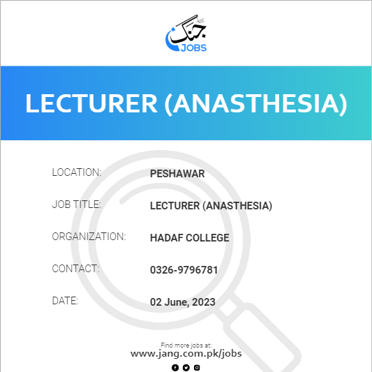 Lecturer (Anasthesia)