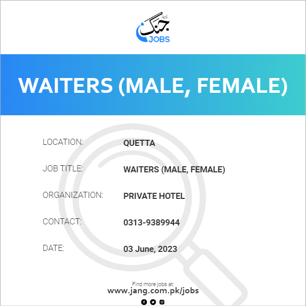 Waiters (Male, Female)