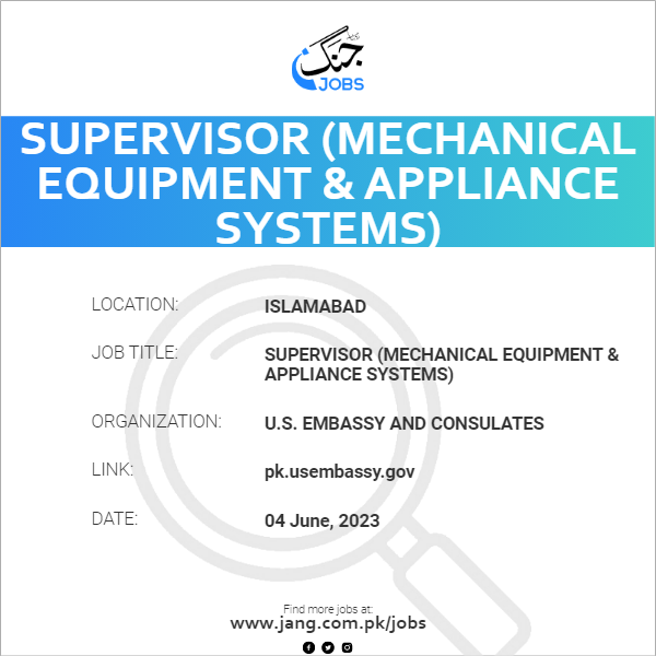 Supervisor (Mechanical Equipment & Appliance Systems)