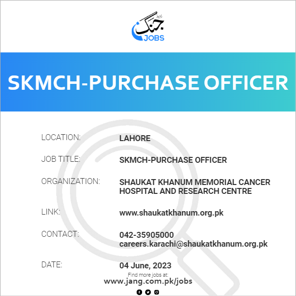 SKMCH-Purchase Officer