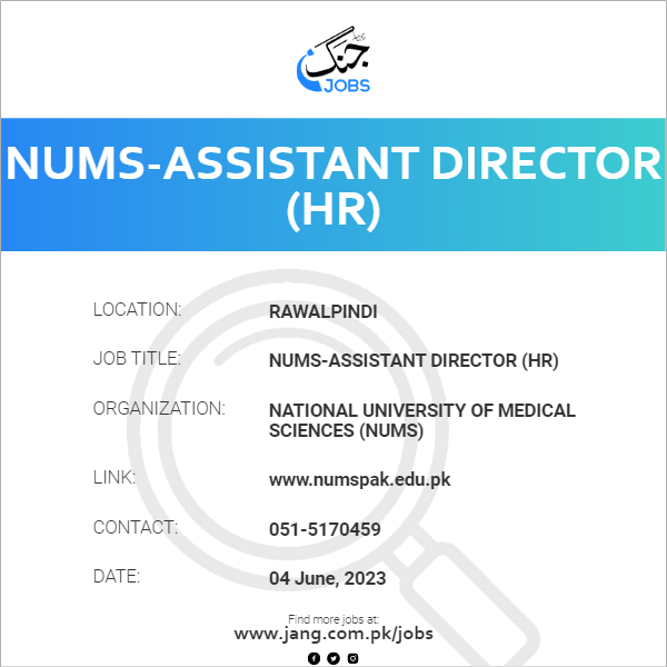 Numsassistant Director (hr) Job National University Of Medical