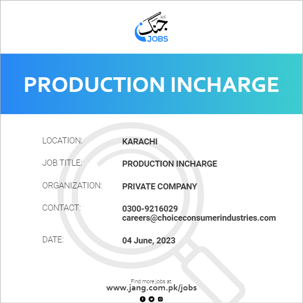 Production Incharge