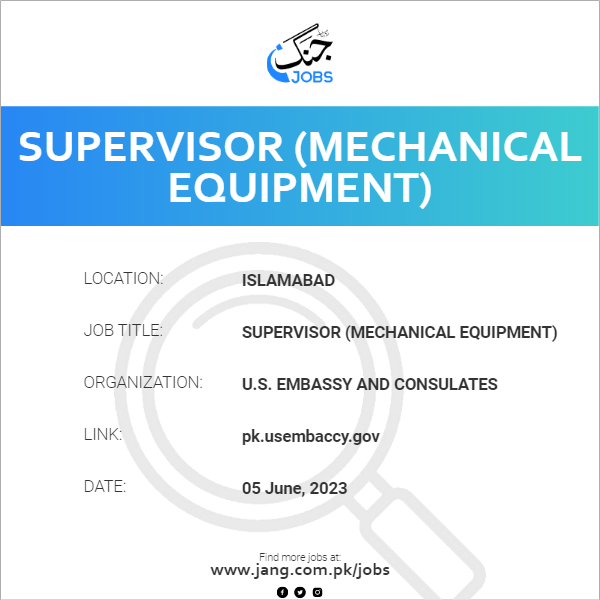 Supervisor (Mechanical Equipment)