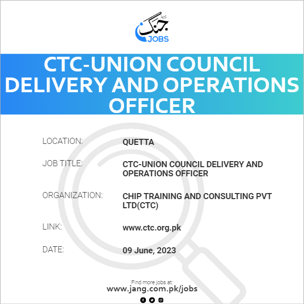 CTC-Union Council Delivery and Operations Officer
