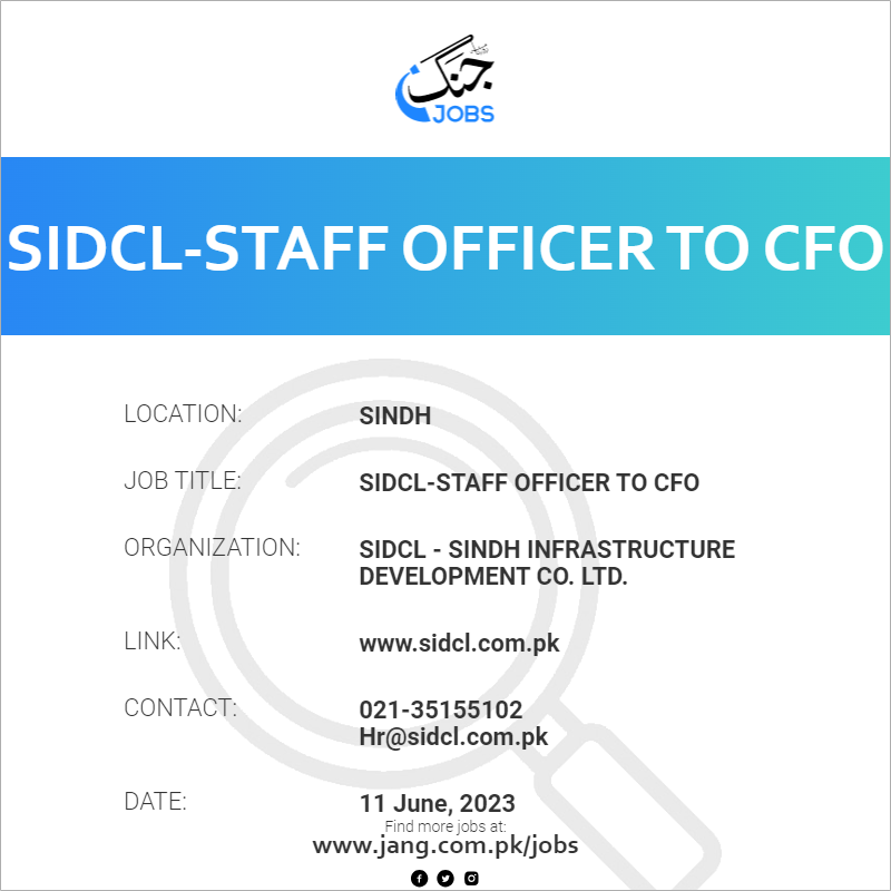 SIDCL-Staff Officer To CFO