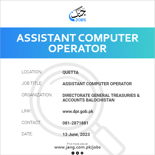 Assistant Computer Operator