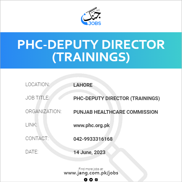 PHC-Deputy Director (Trainings)