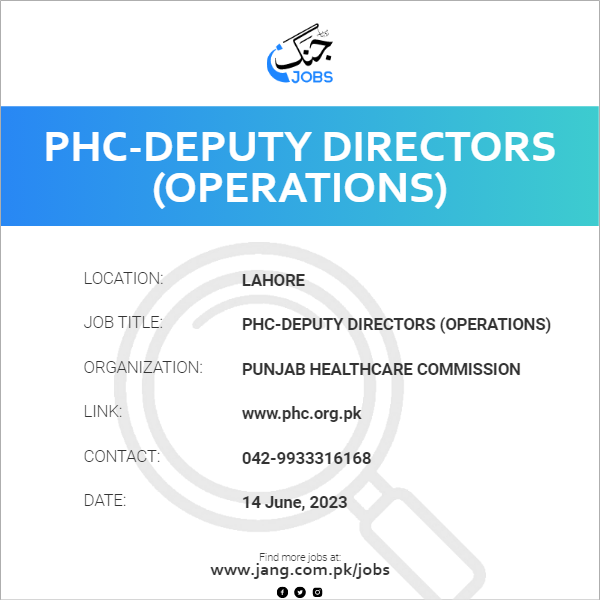 PHC-Deputy Directors (Operations)