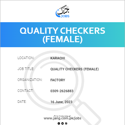 Quality Checkers (Female)