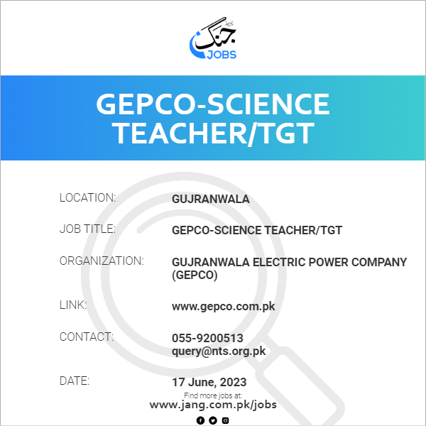 GEPCO-Science Teacher/TGT