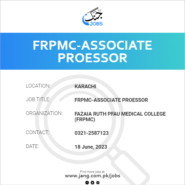 FRPMC-Associate Proessor