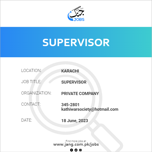 nursing supervisor jobs in karachi