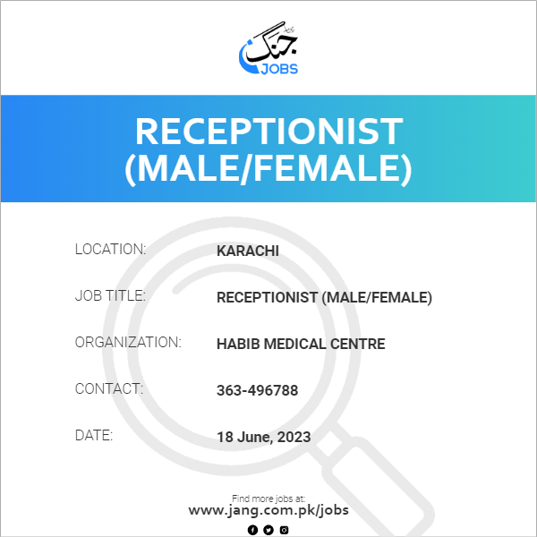 Receptionist (Male/Female)