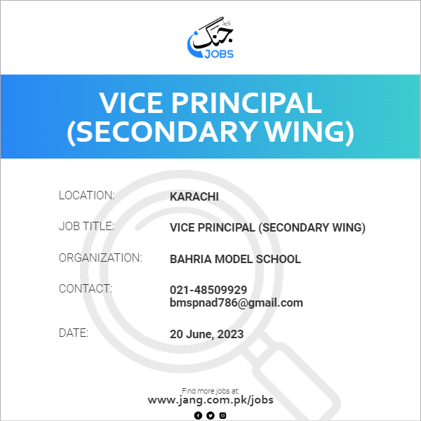 vice-principal-secondary-wing-job-bahria-model-school-jobs-in