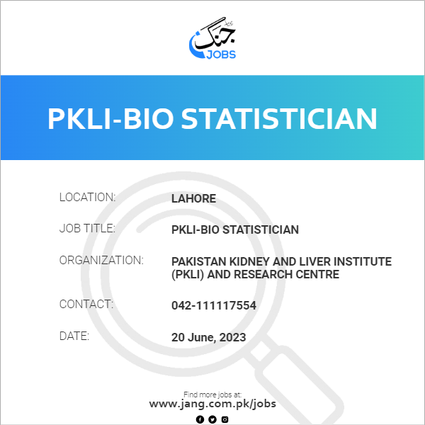PKLI-Bio Statistician