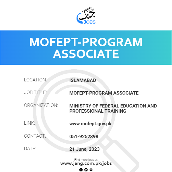 MOFEPT-Program Associate