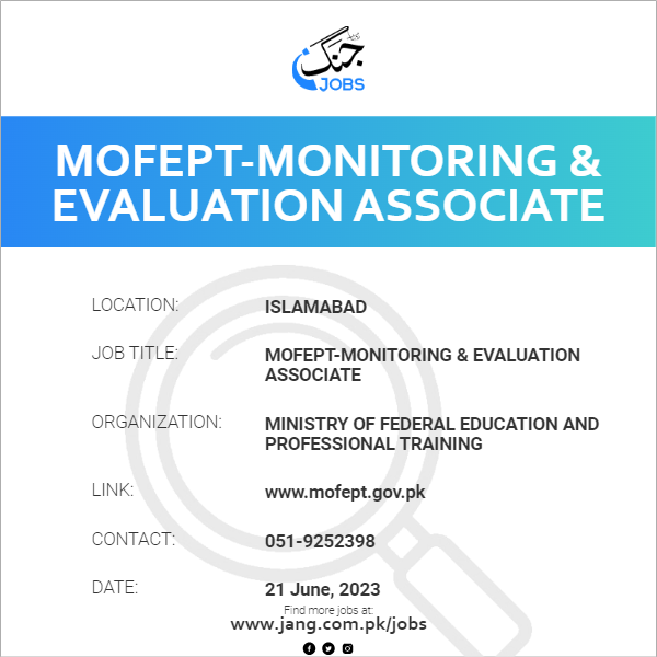 MOFEPT-Monitoring & Evaluation Associate
