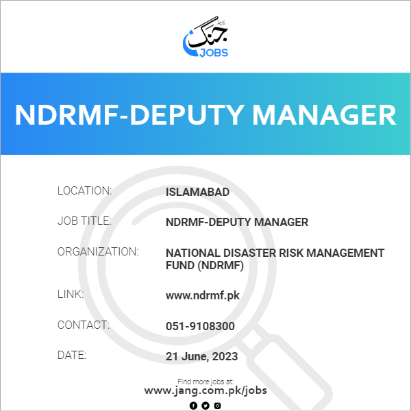 NDRMF-Deputy Manager