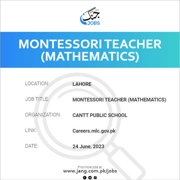 Montessori Teacher (Mathematics)
