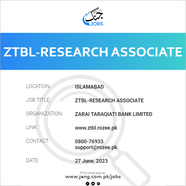 ZTBL-Research Associate