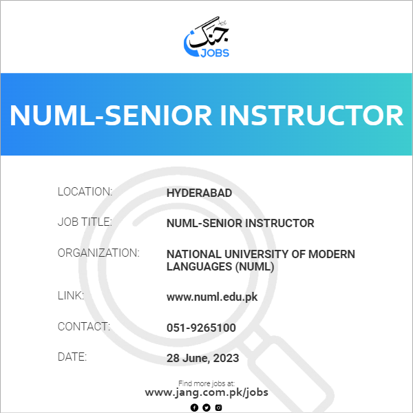 NUML-Senior Instructor