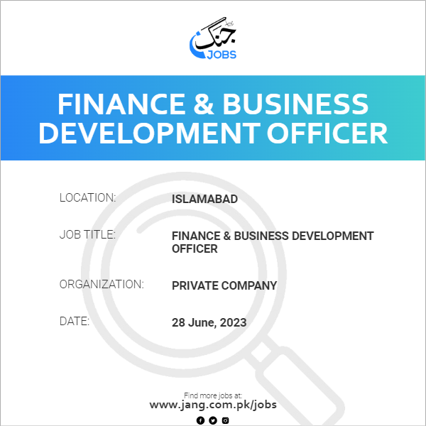 Finance & Business Development Officer