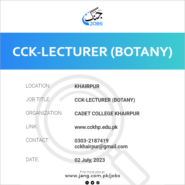 CCK-Lecturer (Botany)